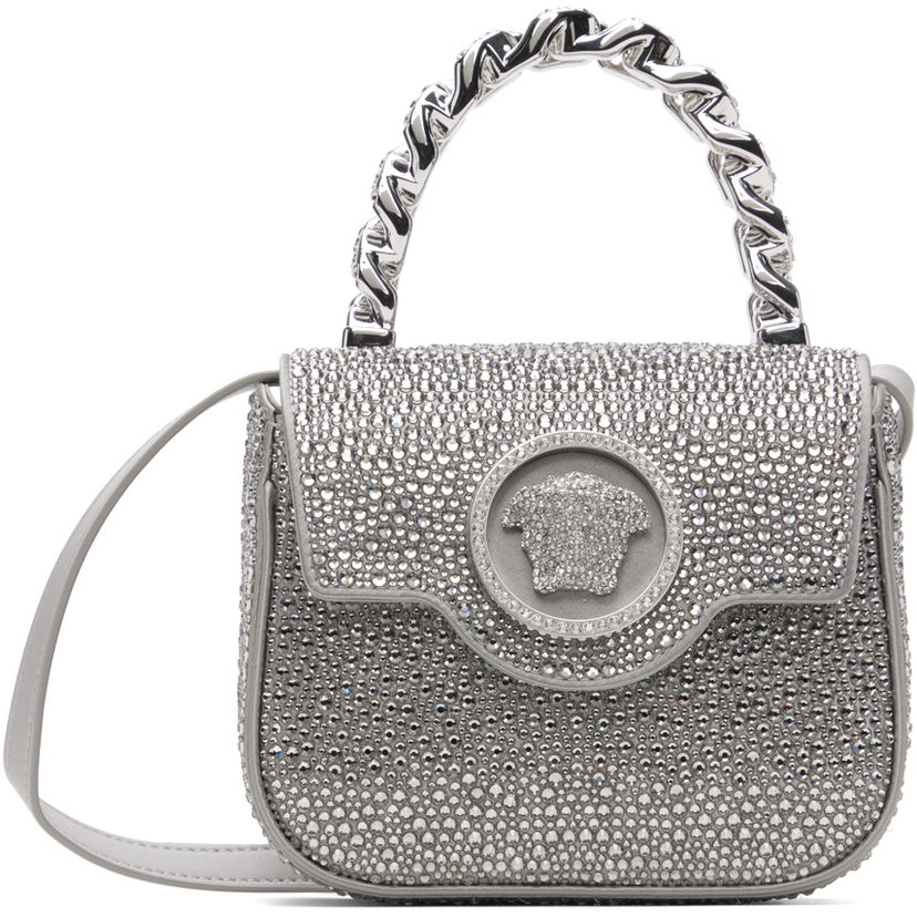 Håndtaske Versace Silver Crystal 'La Medusa' Mini Bag Metalisk | 1003016_1A06487