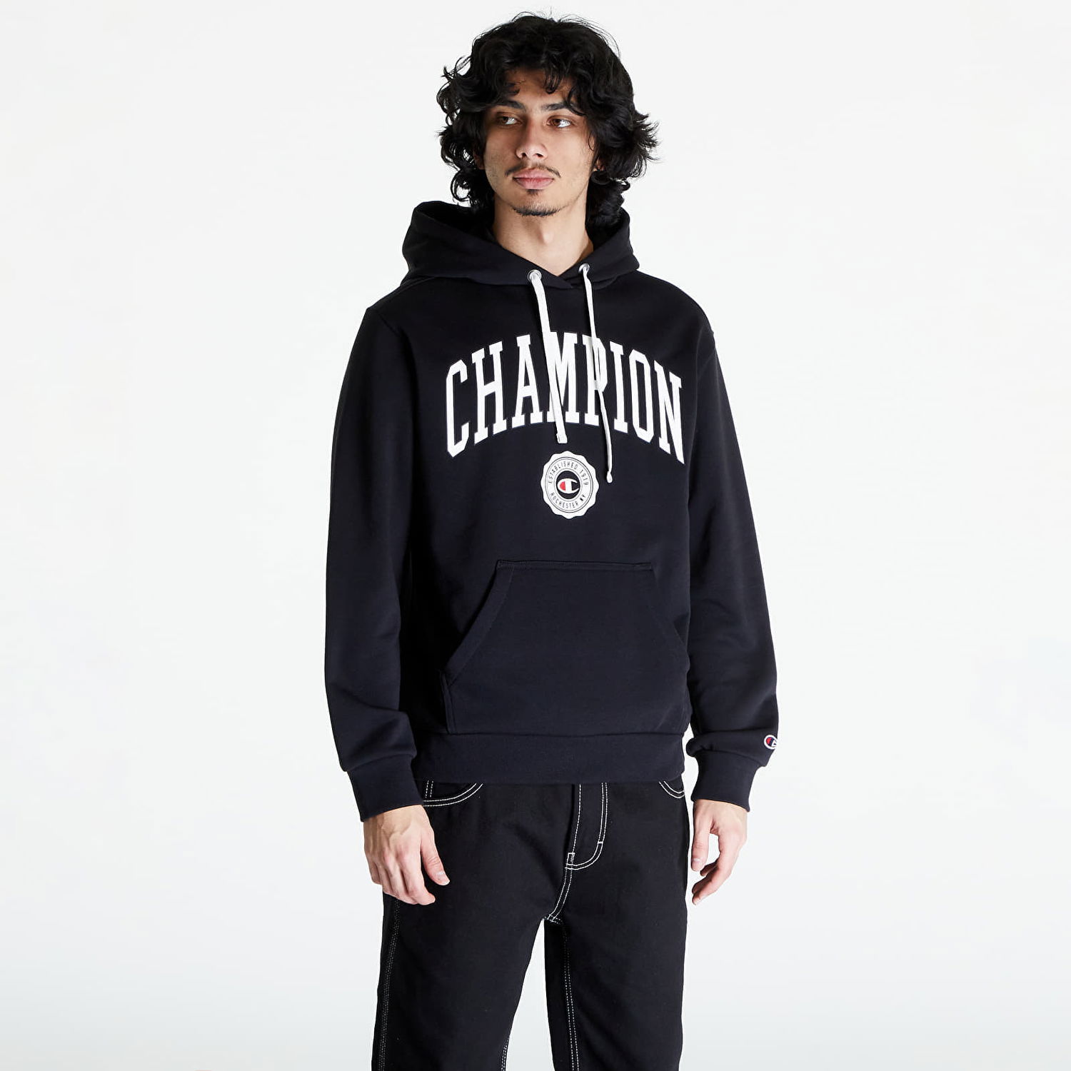 Sweatshirt Champion Hooded Sweatshirt Black Sort | 219830 CHA KK001, 0