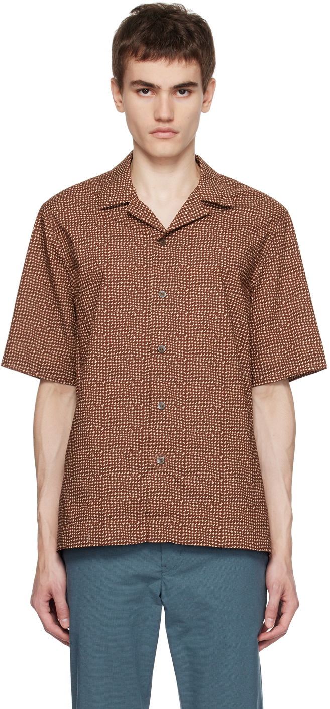 Skjorte Paul Smith Paul Smith Mini Tile Short Sleeve Button-Up Shirt Brun | M1R-905U-L02054