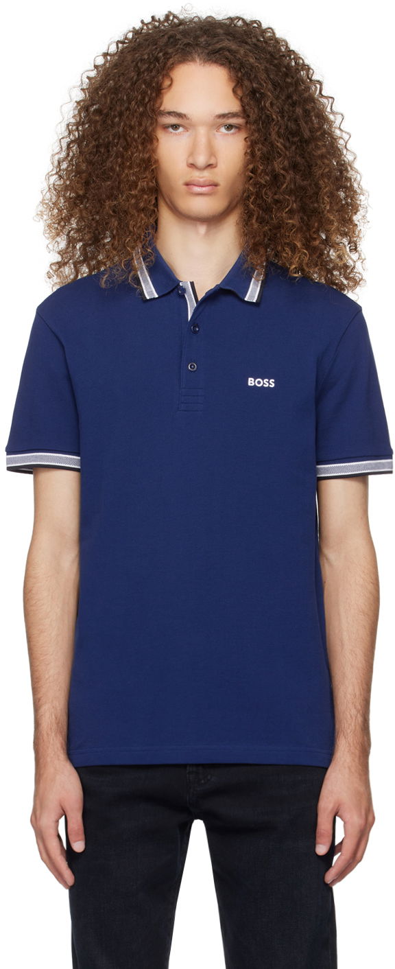 Polo skjorte BOSS Striped Polo Shirt Mørkeblå | 50469055, 0