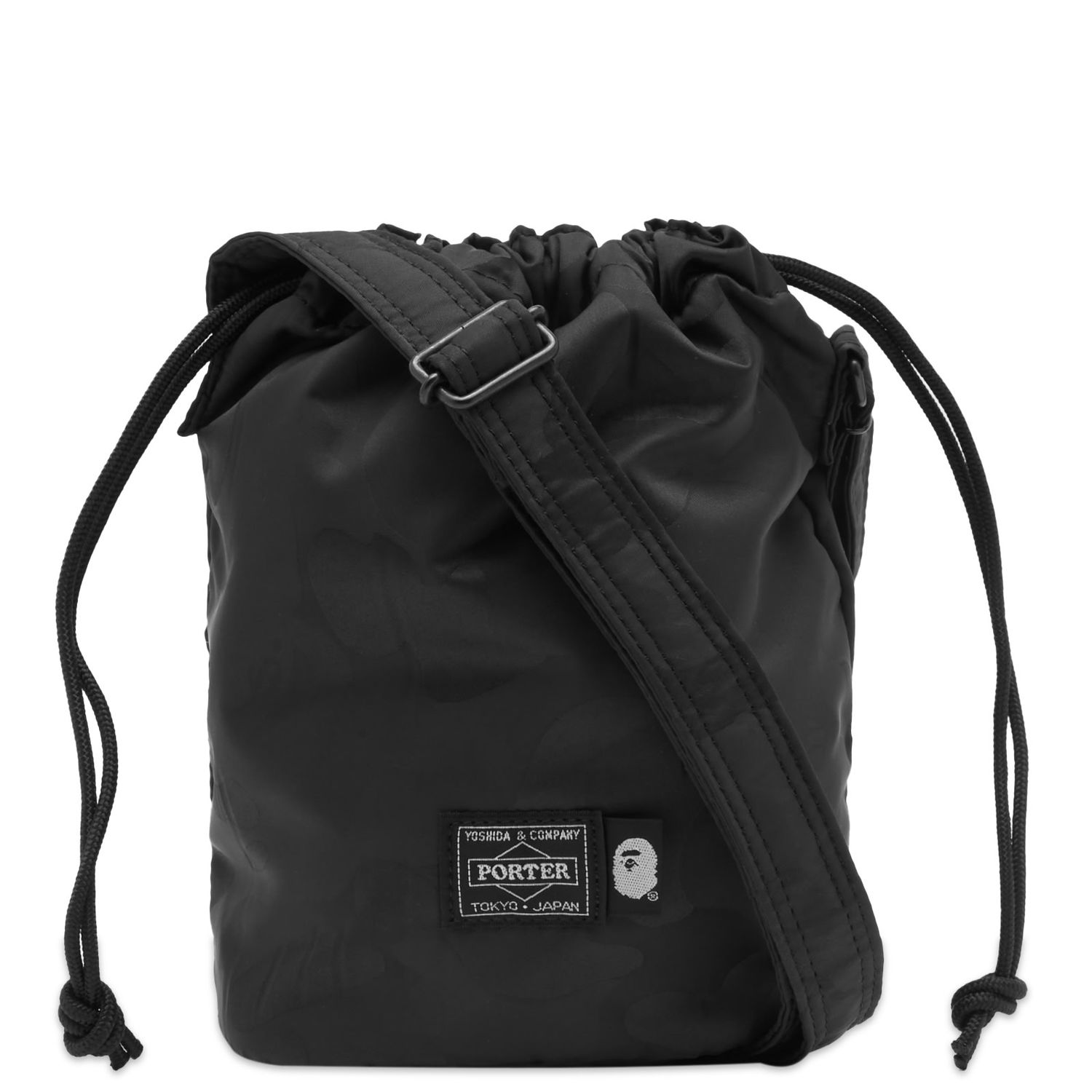 Rygsæk BAPE Porter Solid Camo Drawstring Bag Black Sort | 001SGJ301902C-BLK, 0