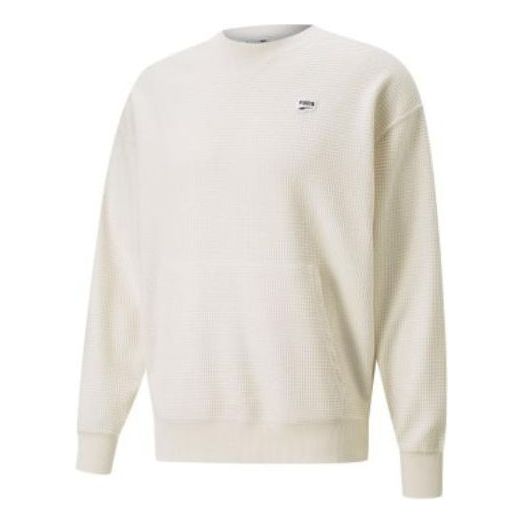 Sweater Puma Downtown Waffle Crewneck Sweatshirt Hvid | 537730-99