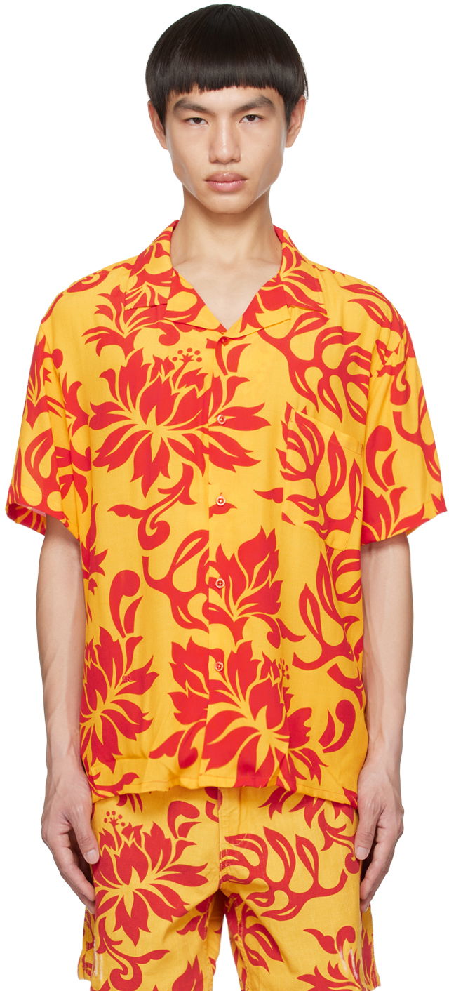 Skjorte ERL ERL Floral-Print Shirt Gul | ERL06B003