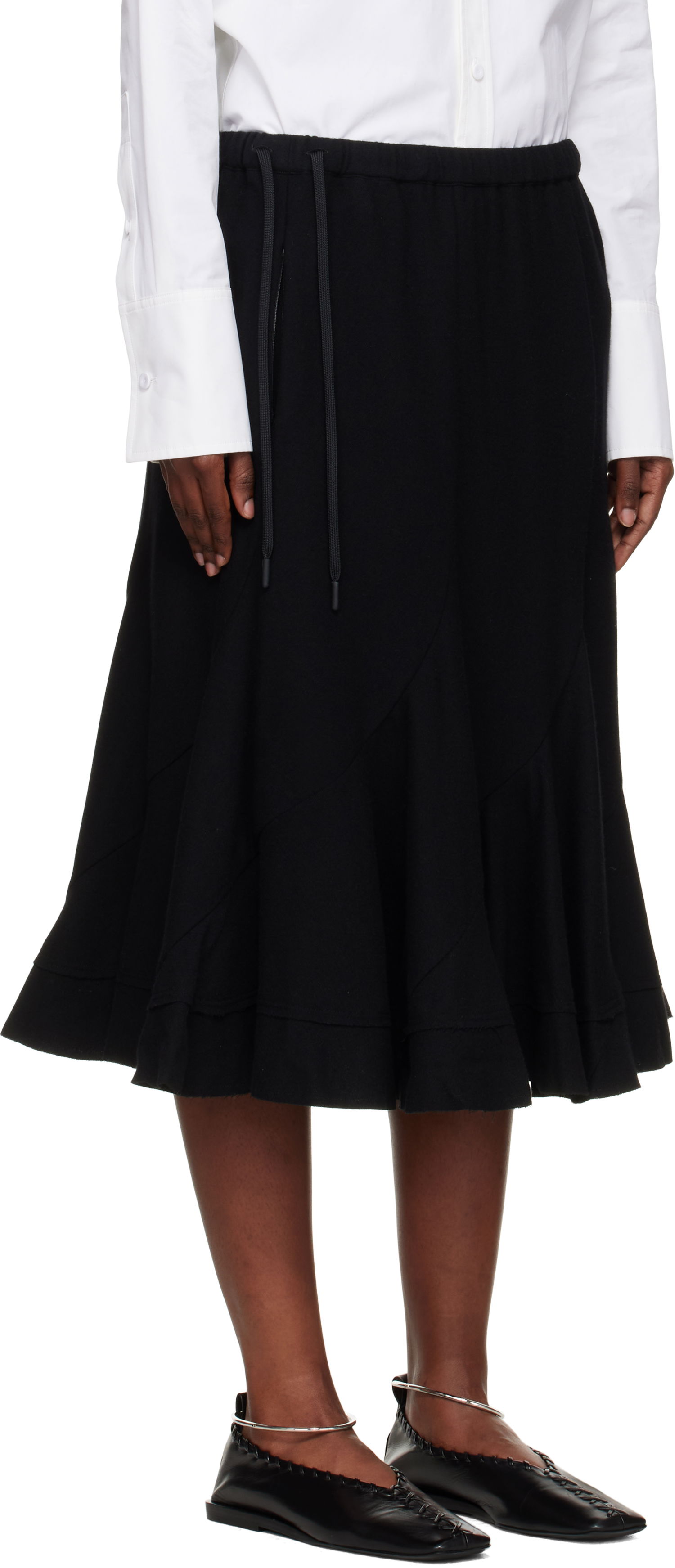 Nederdel Yohji Yamamoto Yohji Yamamoto Eringi Midi Skirt Sort | FM-S50-102, 1