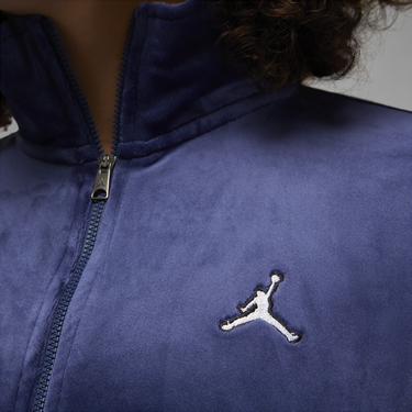 Sweatshirt Jordan Flight Velour Full-Zip Hoodie Mørkeblå | DV1396-410, 2