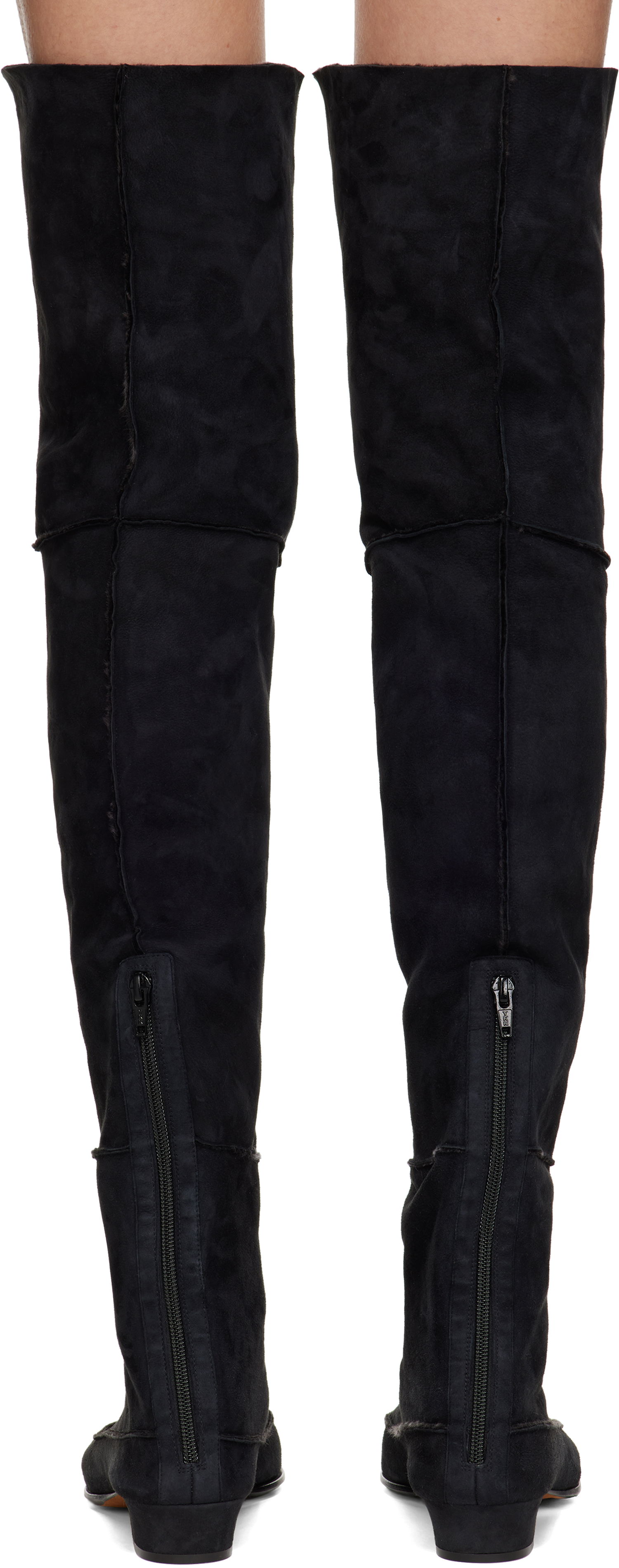 Sneakers og sko The Row Suede Over-The-Knee Boots Sort | F1530-SH01, 1