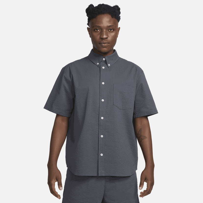 Skjorte Nike Seersucker Short Sleeve Button-Up Shirt Blå | FN3222-060
