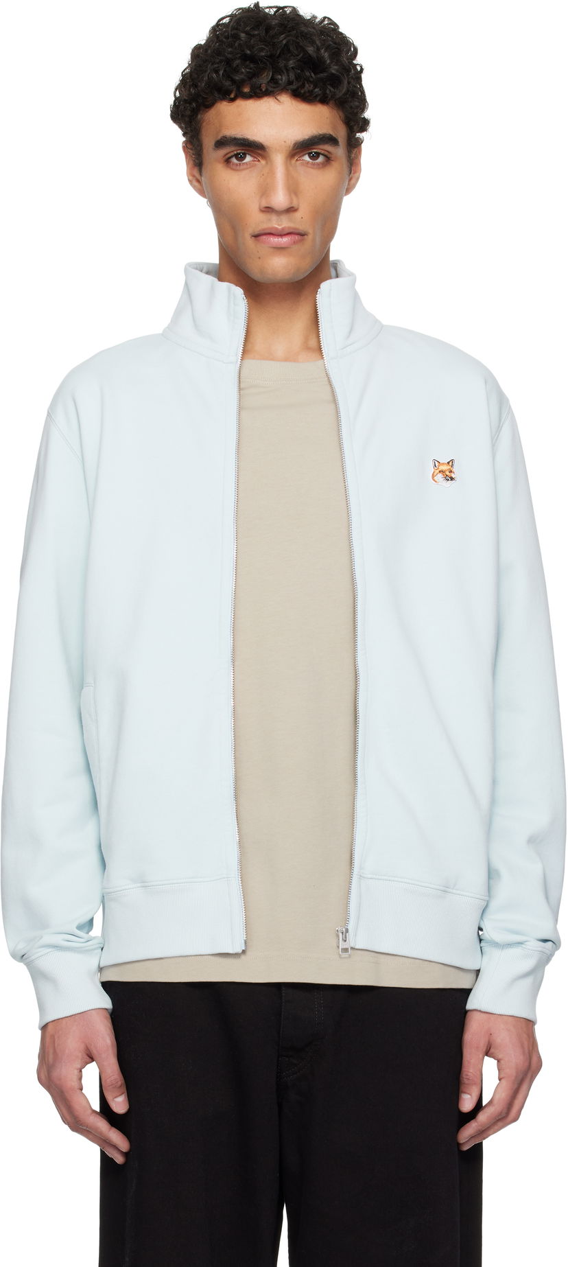 Sweatshirt MAISON KITSUNÉ Maison Kitsuné Fox Head Patch Full-Zip Sweatshirt Blå | OM02134KM0001