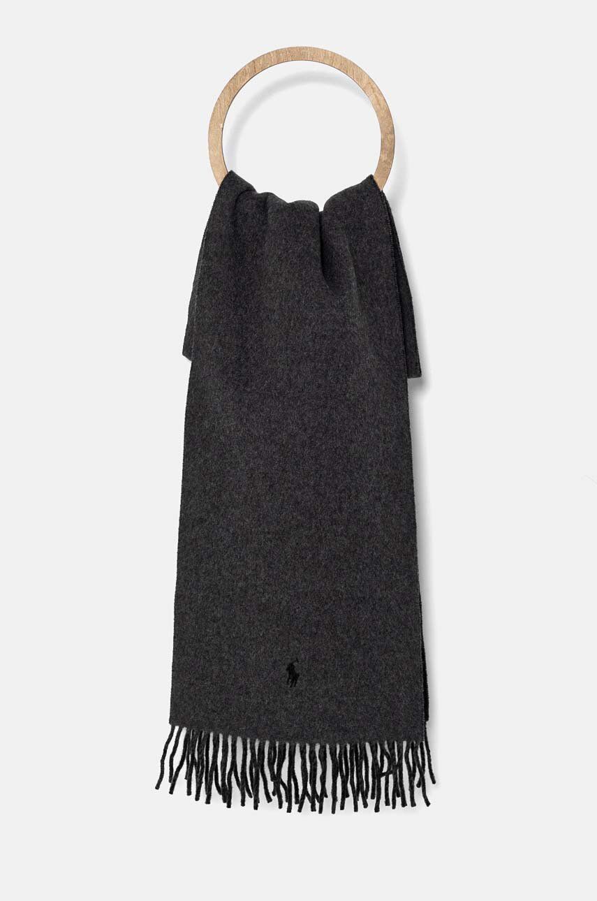 Tørklæde Polo by Ralph Lauren Wool Scarf With Tassels Grå | 455954371, 0