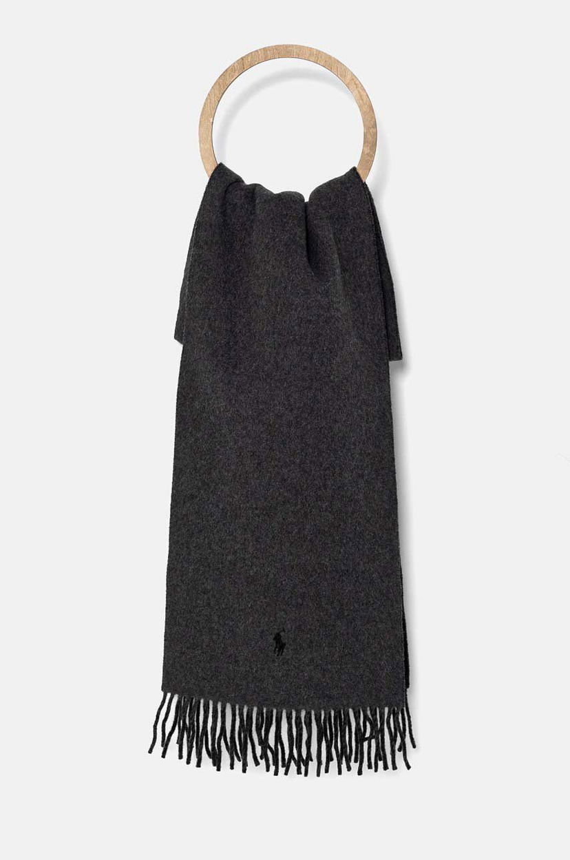 Tørklæde Polo by Ralph Lauren Wool Scarf With Tassels Grå | 455954371