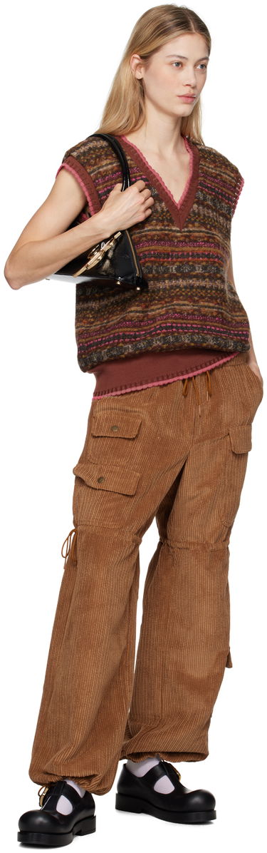 Cargo bukser Anna Sui Corduroy Drawstring Cargo Trousers Brun | 624V40, 3