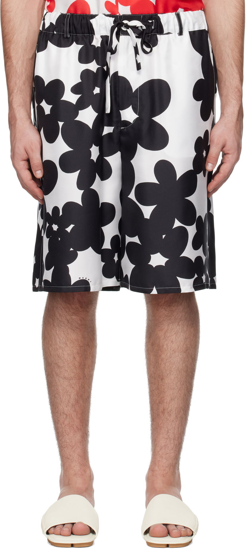 Shorts Marni Marni Dillies Print Silk Bermuda Shorts Hvid | PUMU0291A1 UTSG26