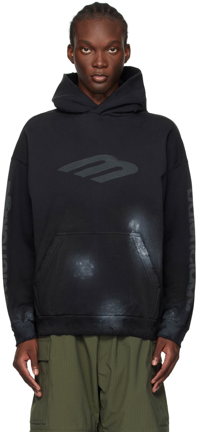 Sweatshirt Balenciaga Black 3B Stencil Hoodie Sort | 767877TQVT7, 0