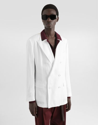 Jakke Dolce & Gabbana Dolce & Gabbana Double-breasted Linen Jacket Hvid | G2QS7TFU4MCW0800, 3