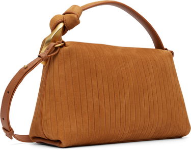 Skuldertaske JW Anderson The JWA Corner Pleated Suede Shoulder Bag with Sculptural Chain Handle Brun | HB0755-LA0375, 4