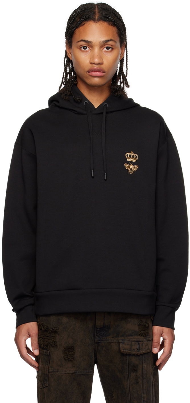 Sweatshirt Dolce & Gabbana Black Embroidered Hoodie Sort | G9ACJZHU7H9