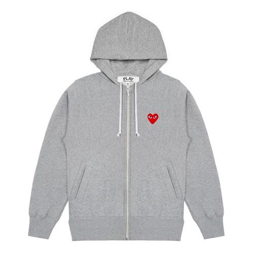 Sweatshirt Comme des Garçons PLAY Five Heats Logo Zip Hoodie Grå | AZ-T249-051-1