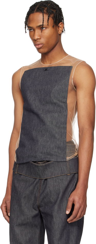Tanktop Courrèges Courrèges Illusion Square Denim Tank Top Beige | 125JDE092DE0035, 3