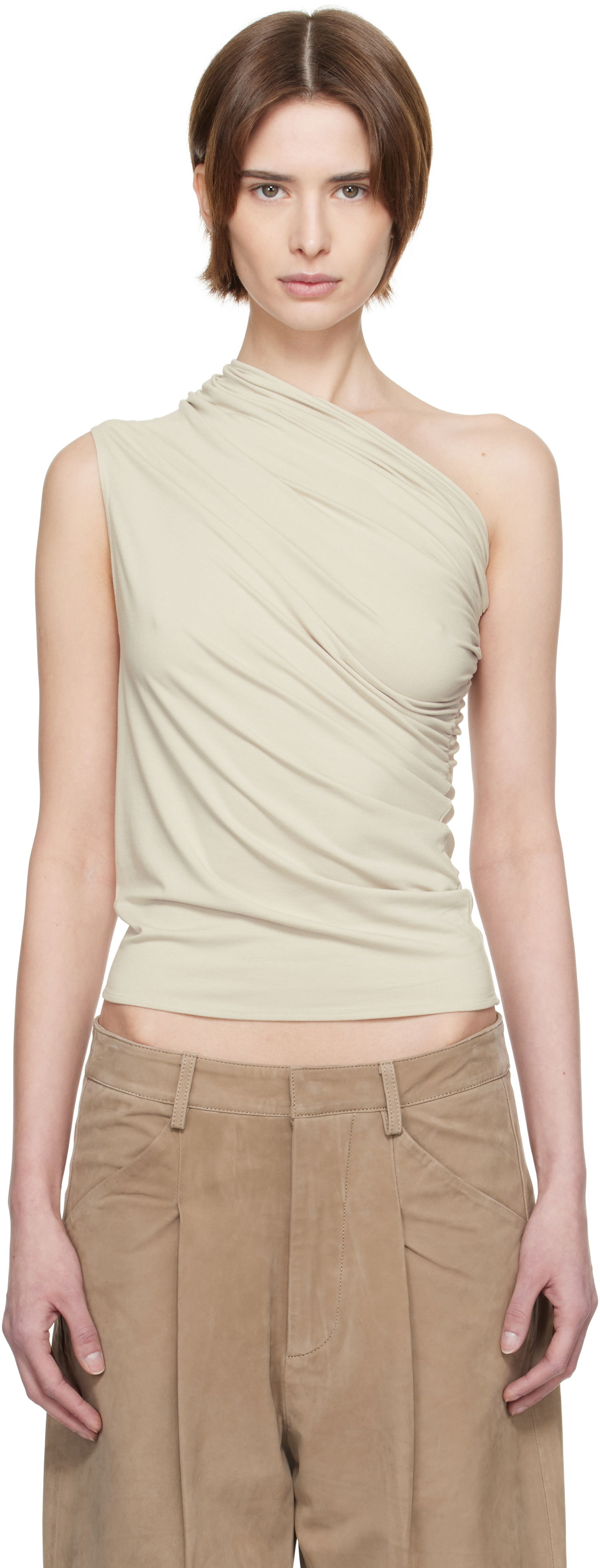 Tanktop Entire Studios Entire Studios Pillar One-Shoulder Top Beige | ES2515ST, 0