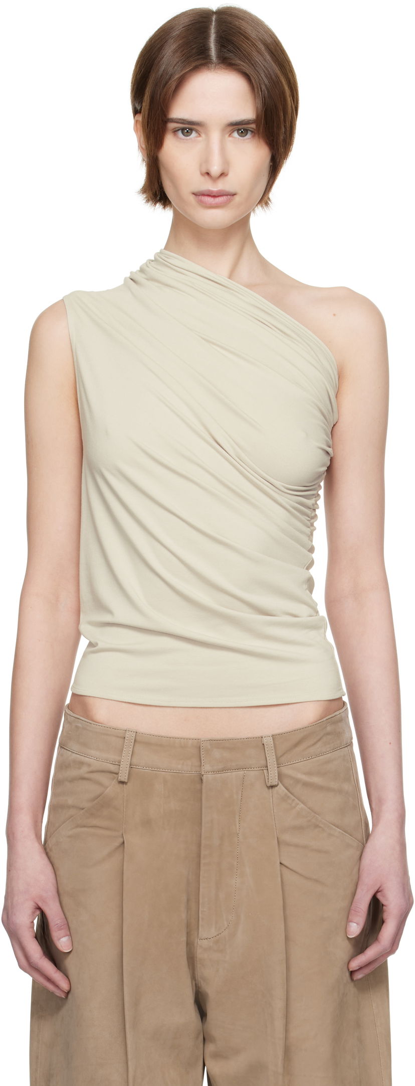 Tanktop Entire Studios Entire Studios Pillar One-Shoulder Top Beige | ES2515ST