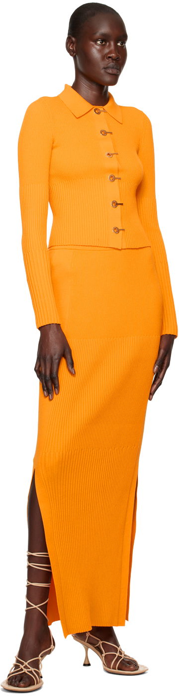 Sweater Dion Lee Gradient Rib Long Sleeve Cardigan Orange | A7663R23, 3
