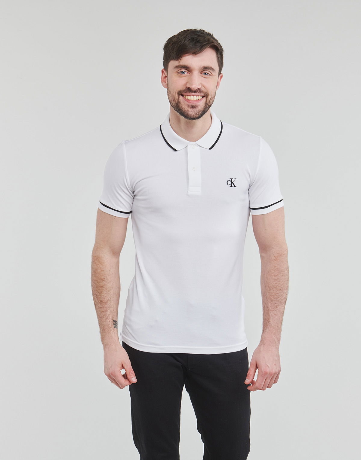 Polo skjorte CALVIN KLEIN TIPPING SLIM POLO Hvid | J30J315603-YAF-NOOS=J30J315603-YAF, 1