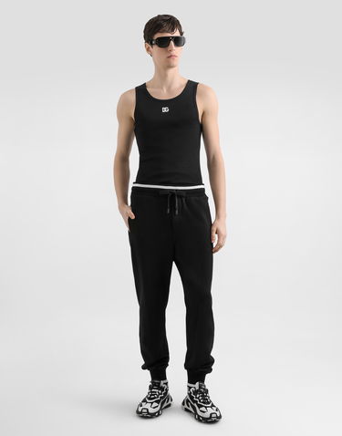 Tanktop Dolce & Gabbana Dolce & Gabbana Embroidered Cotton Tank Top Sort | G8QG9ZG7PGPN0000, 1