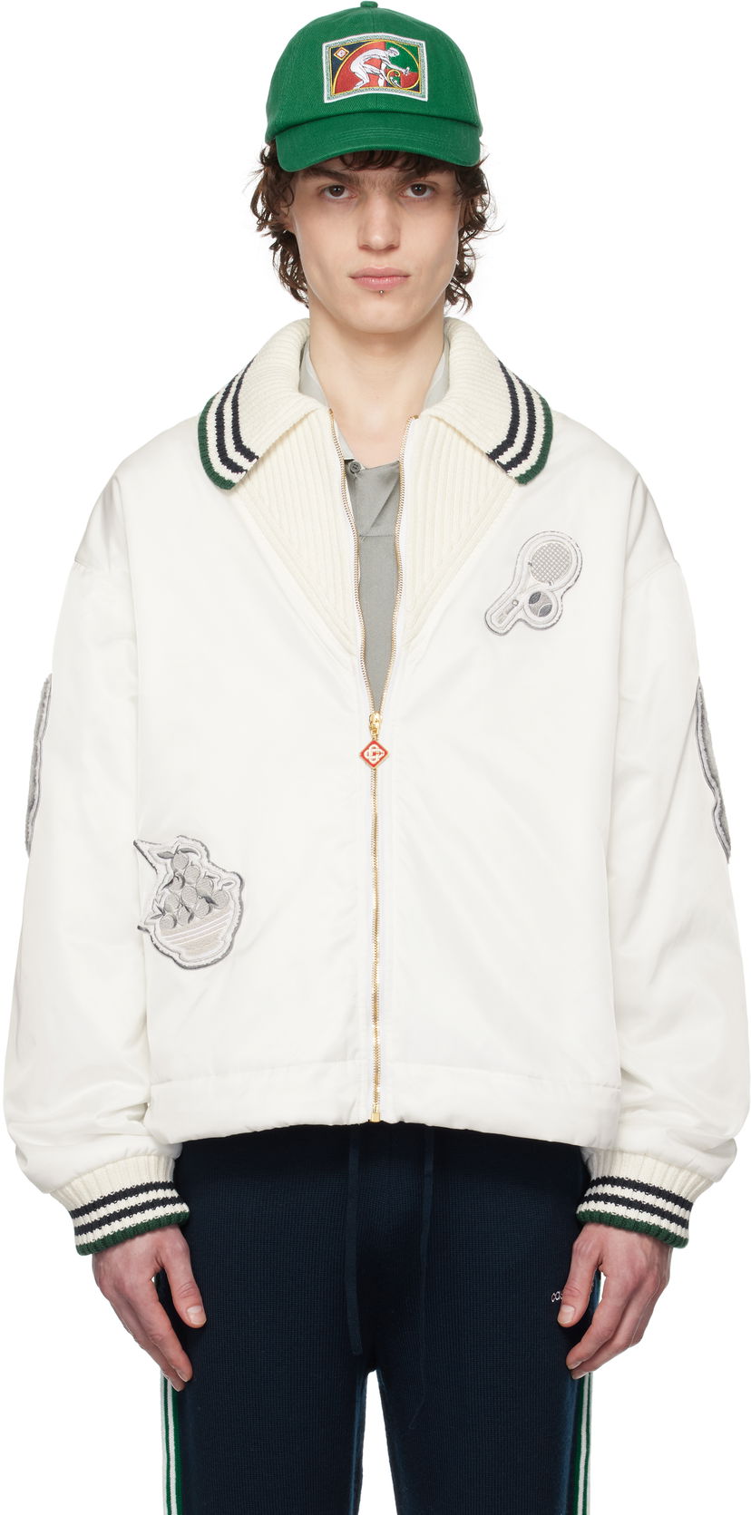 Bomberjakke Casablanca Casablanca Coach Jacket Hvid | MPS25-OT-164-01