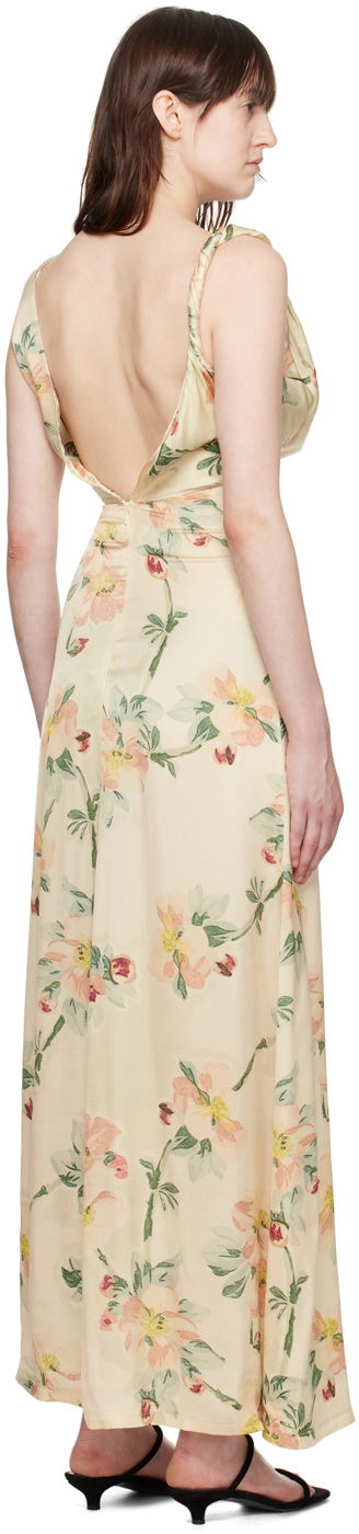 Kjole TOTEME TOTEME Women's Floral Print Twist Maxi Dress Beige | 243-WRD1924-FB0220, 2
