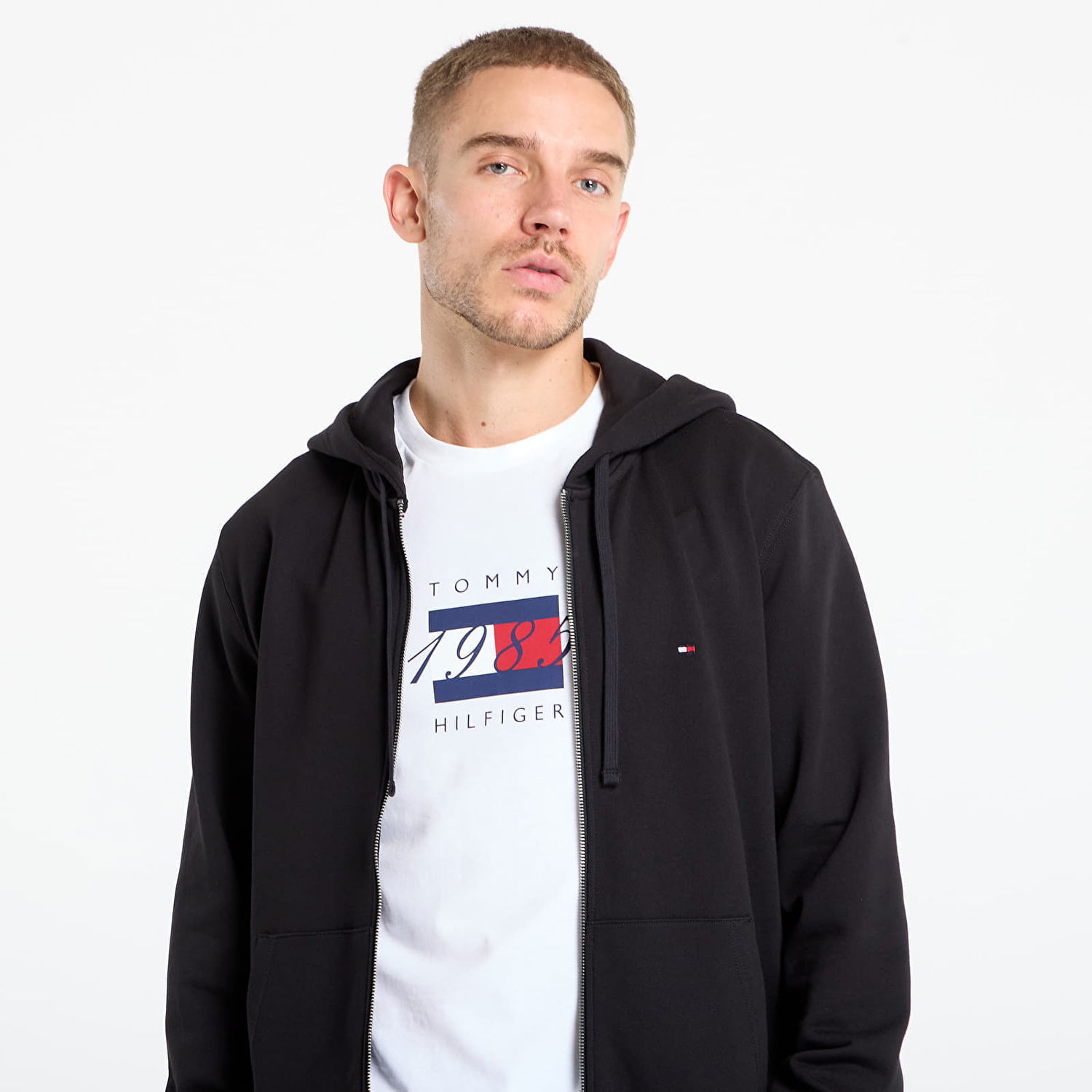 Sweatshirt Tommy Hilfiger Tommy Hilfiger Men's Essential Terry Zip-Through Hoodie Sort | MW0MW37239 BDS, 1