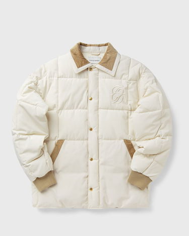 Puffer jakke Drôle de Monsieur Quilted Jacket with Embroidered Logo and Corduroy Collar Beige | I-CT139-PL163-OW, 2