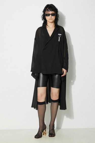 Skjorte UNDERCOVER Undercover Asymmetric Sheer Shirt Sort | UC1D1304.2, 1