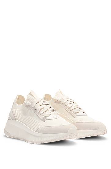 Tøj og tilbehør BOSS TTNM EVO Knitted and Suede Trainers Hvid | 50536413