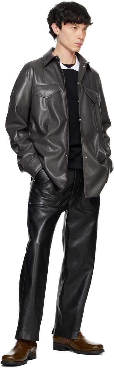 Skjorte Nanushka Nanushka Olavi Vegan Leather Button-Up Shirt Grå | NM24FWSH04569, 3