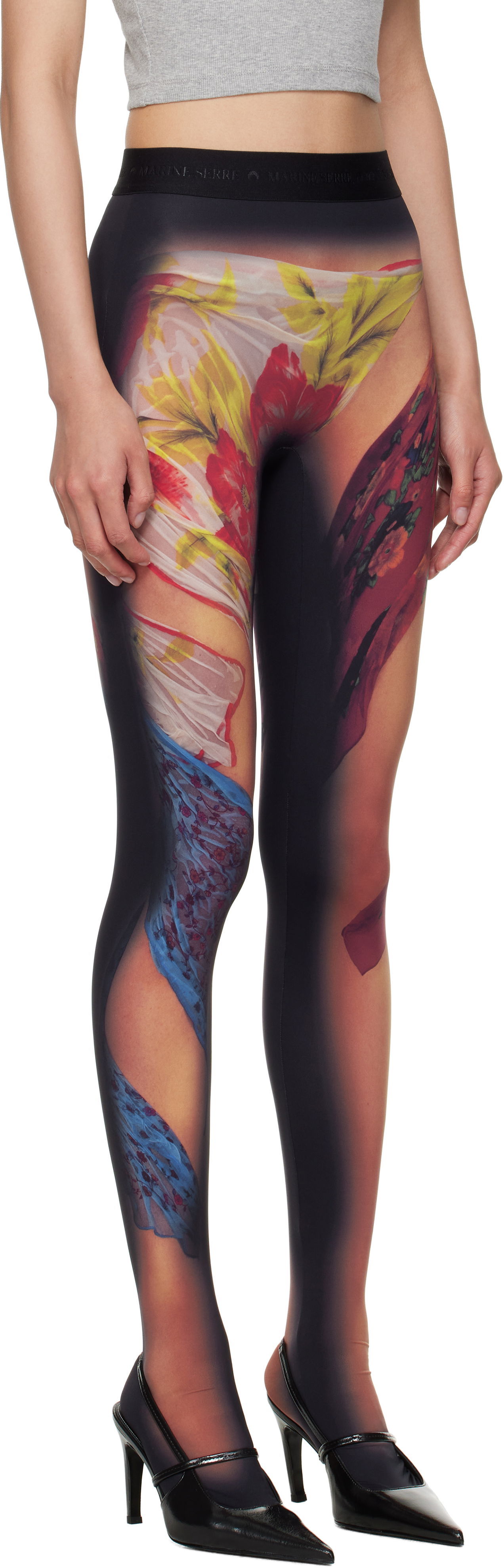 Leggings Marine Serre Marine Serre Recycled Draped Statue Jersey Leggings Sort | WPA043A CJER0076, 1