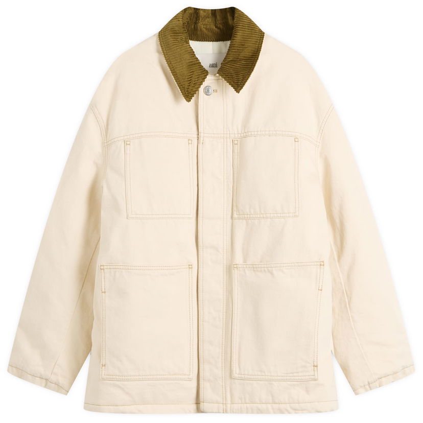Jakke AMI Cotton Twill Worker Jacket Beige | H25UJK834-DE0106-150H25