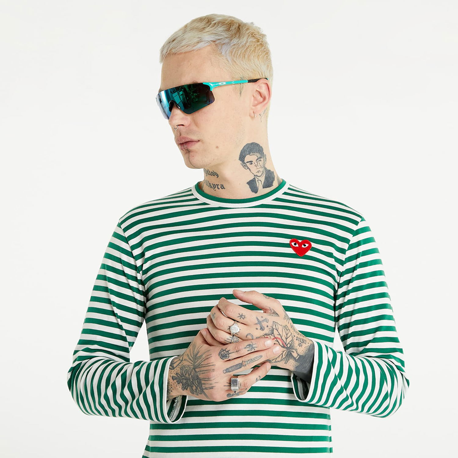 T-shirt Comme des Garçons PLAY Long Sleeve Tee Grøn | AZT164 green, 0