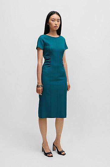 Kjole BOSS Gathered Detail Business Dress Turkis | 50506992, 1