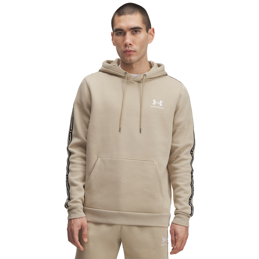 Sweatshirt Under Armour Icon Fleece Hoodie with Taping Beige | 1389356-299