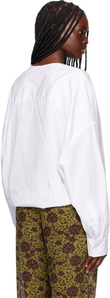 Skjorte Dries Van Noten Dries Van Noten Twisted V-Neck Blouse Hvid | 251-010715-1466, 2