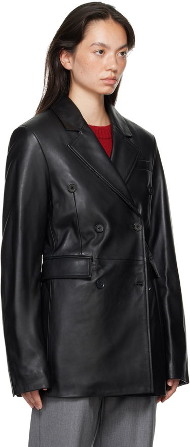 Jakke Loulou de Saison Loulou de Saison Benetra Double-Breasted Leather Blazer Sort | BENETRA, 1