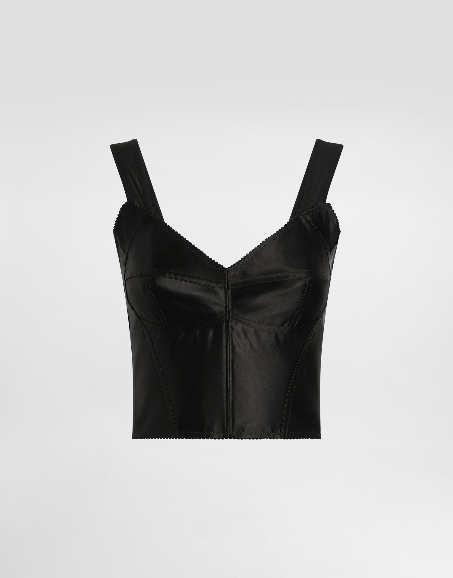 Crop top Dolce & Gabbana Dolce & Gabbana Elastic Satin Bustier Top Sort | F7W98TGDCMXN0000, 0