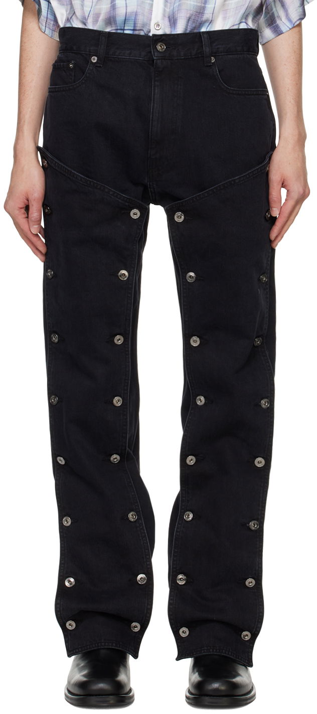 Jeans Y/PROJECT Black Snap Off Jeans Sort | 207PA009