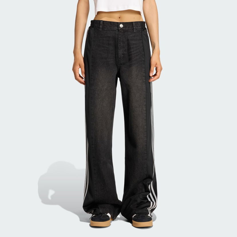 Bukser adidas Originals adidas Originals Athletic Dept Firebird Denim Wide Leg Pants Sort | KF2319