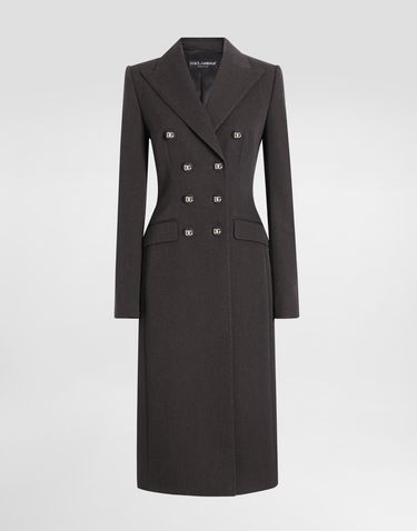 Frakker Dolce & Gabbana Dolce & Gabbana Double-breasted Wool Coat with DG Buttons Grå | F0W2CTFU287S8290, 0