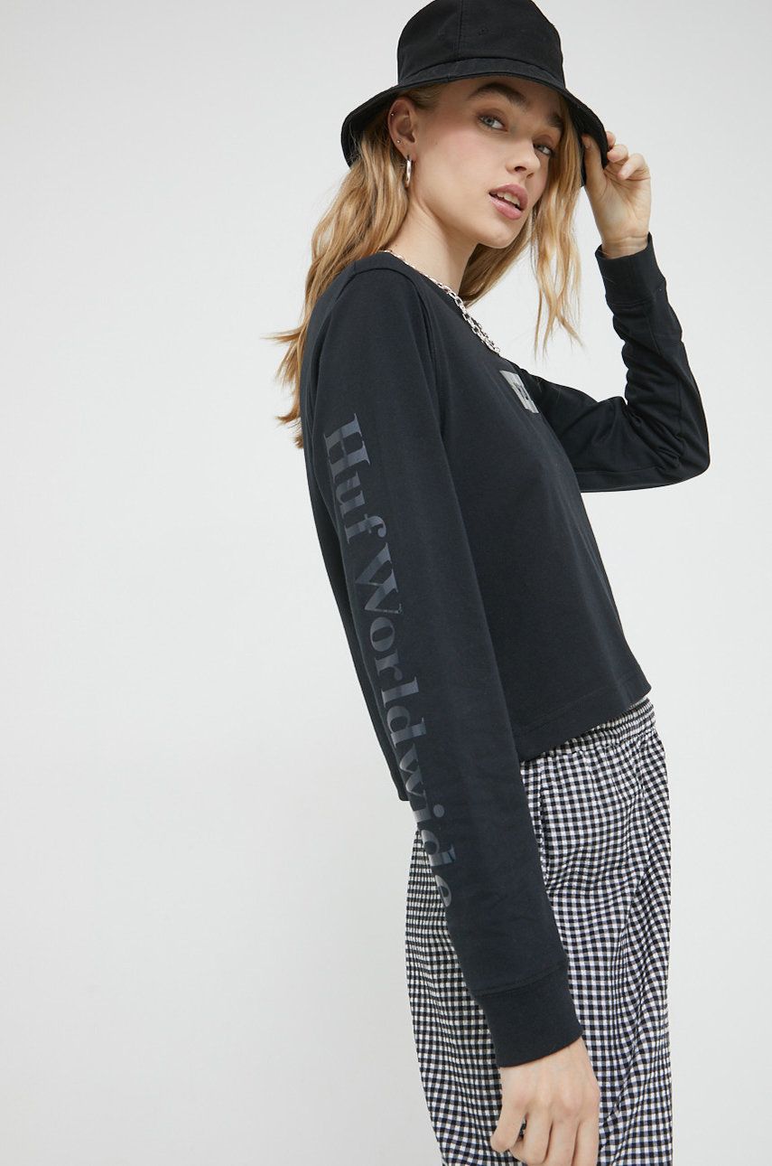 T-shirt HUF Foil Bar Logo Crop T-Shirt Sort | wts0061, 0