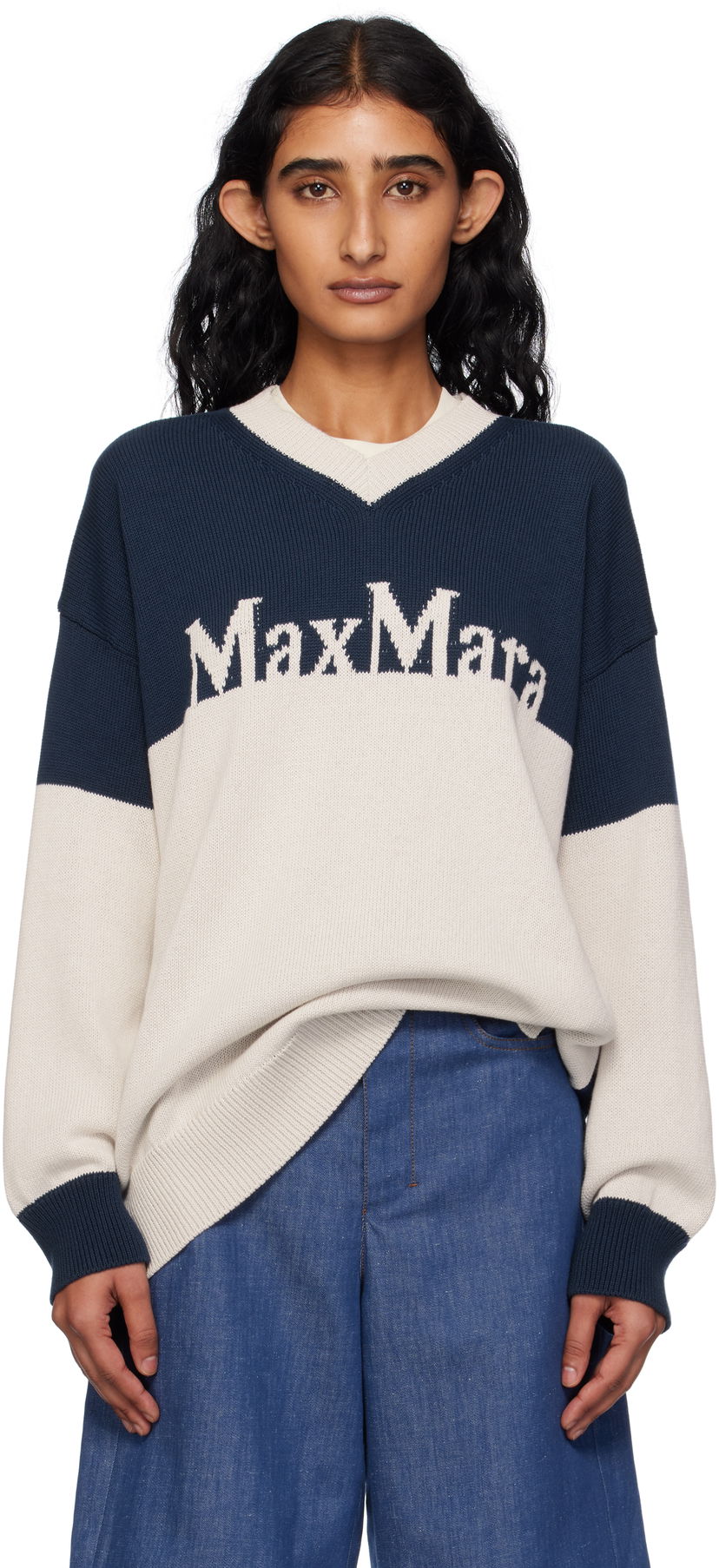 Sweater Max Mara Max Mara Luigi Colorblock Sweater Beige | 2519361043600