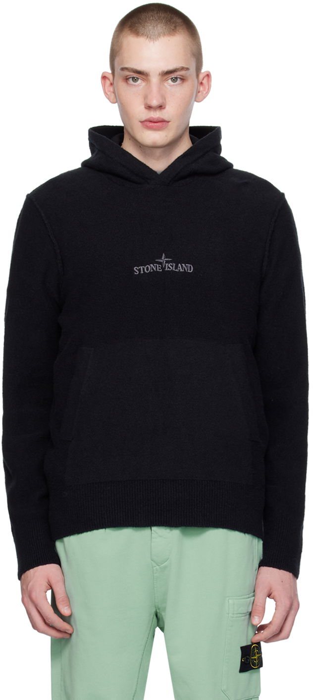Sweatshirt Stone Island Embroidered Hoodie Sort | 8015513D2