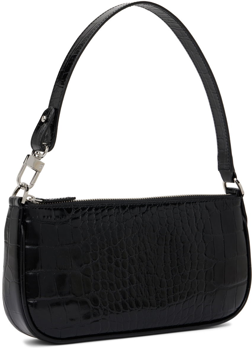 Håndtaske BY FAR Croc Embossed Leather Shoulder Bag Sort | 19PFRCLSBLDMED, 1