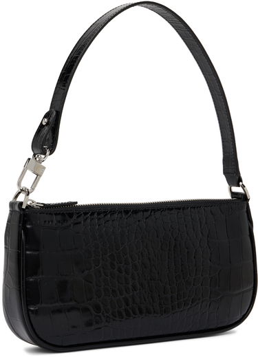 Håndtaske BY FAR Croc Embossed Leather Shoulder Bag Sort | 19PFRCLSBLDMED, 1